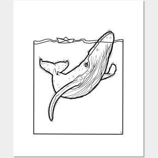 Whale and paper boat Posters and Art